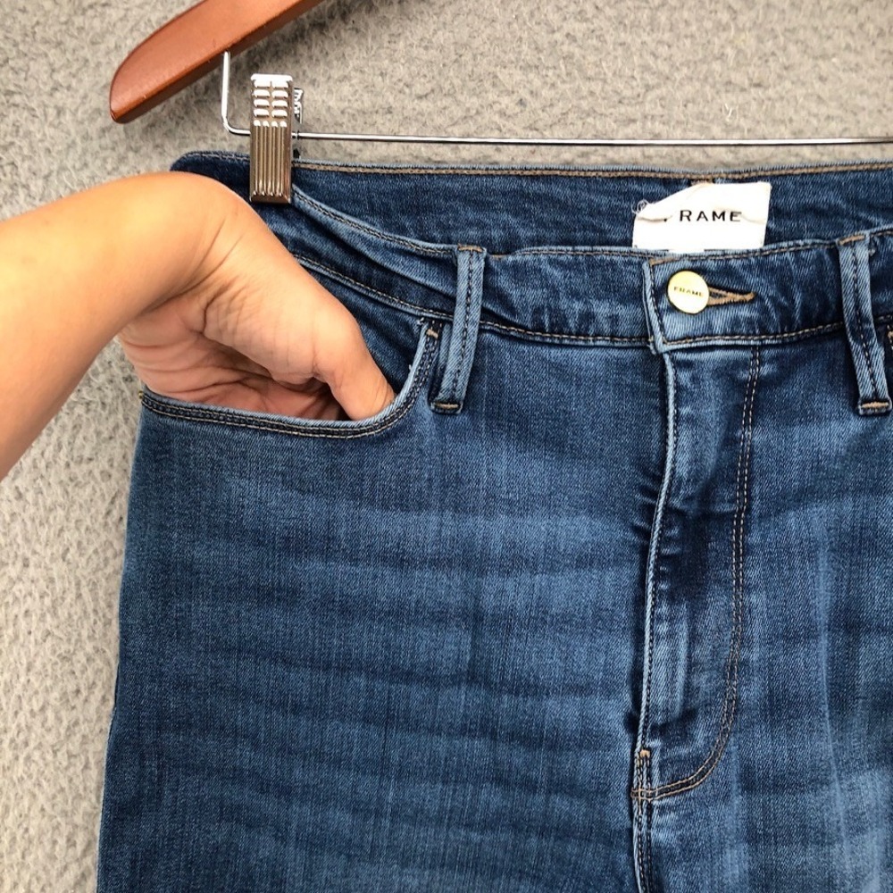 Frame Le Sylvie Slender Straight Jeans Womens 31 12Blue Raw Hem LSYCRA865 - Picture 3 of 10